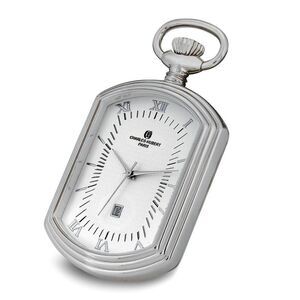 Charles Hubert Chrome Finish Open Face Rectangular Pocket Watch